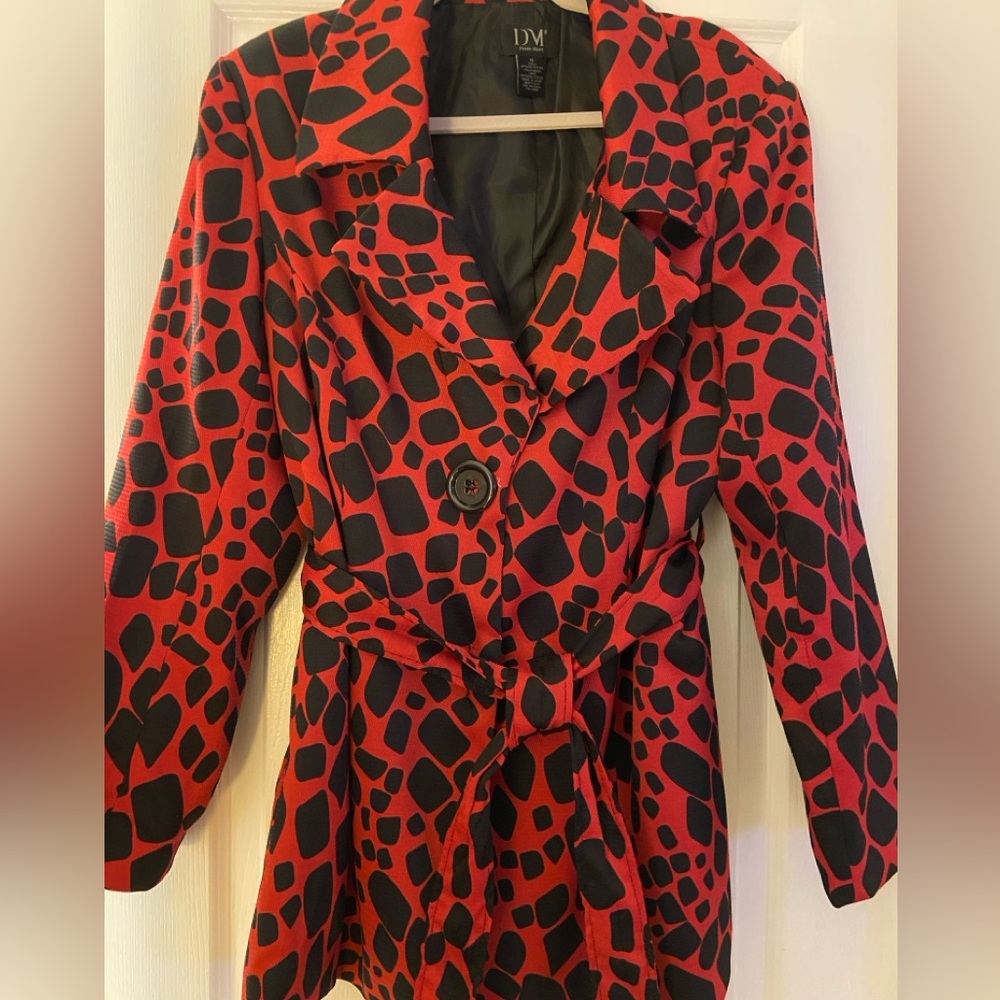 Donna Morgan Red and Black Animal Print Blazer